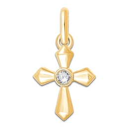 Children's Diamond Accent Angled Cross Charm 14K Yellow Gold