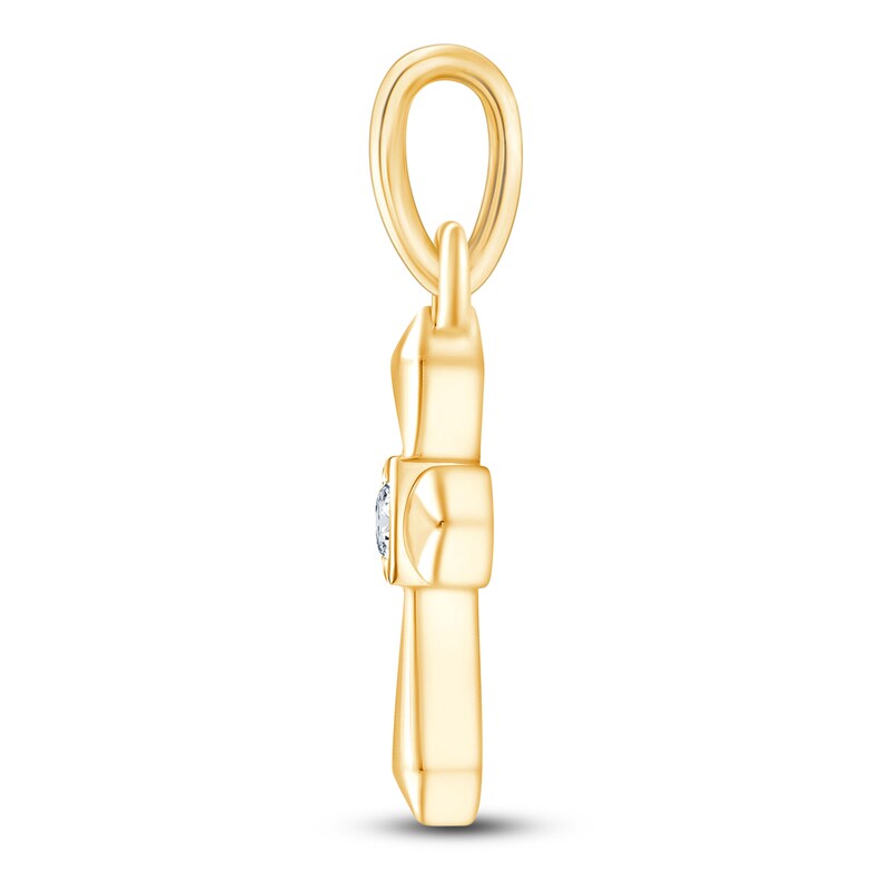 Main Image 2 of Children's Diamond Accent Angled Cross Charm 14K Yellow Gold