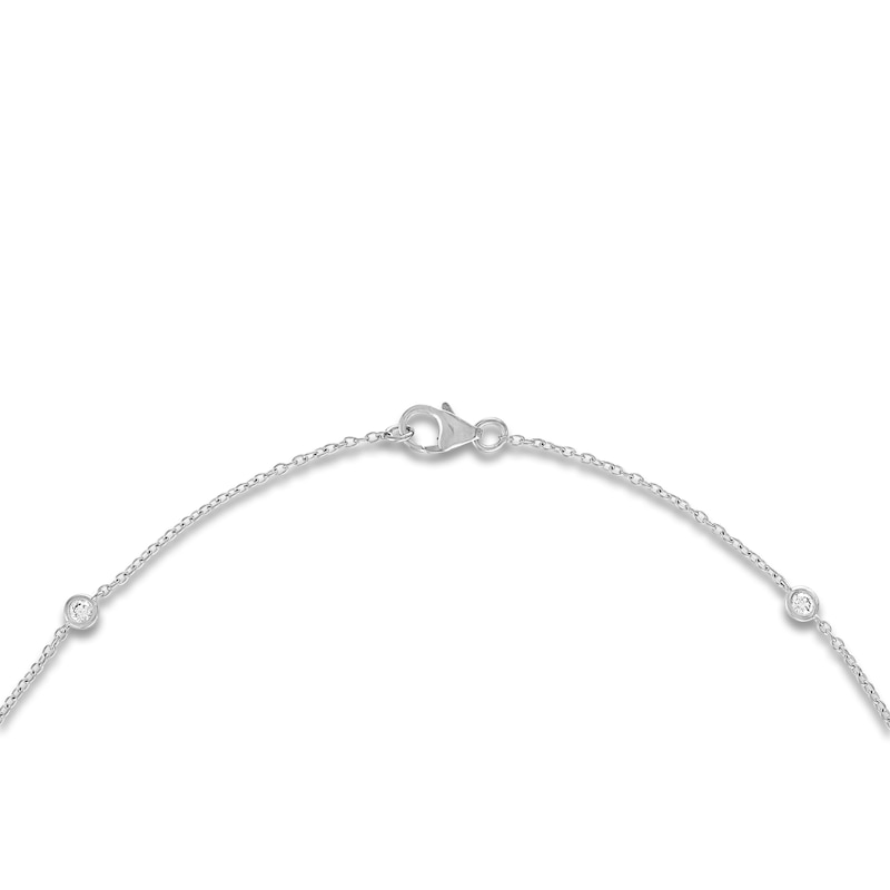 Main Image 3 of Lab-Grown Diamond Bezel-Set Station Necklace 1/2 ct tw 10K White Gold 18"