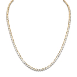 Lab-Grown Diamond Bezel-Set Tennis Necklace 6 ct tw 14K Yellow Gold 18"