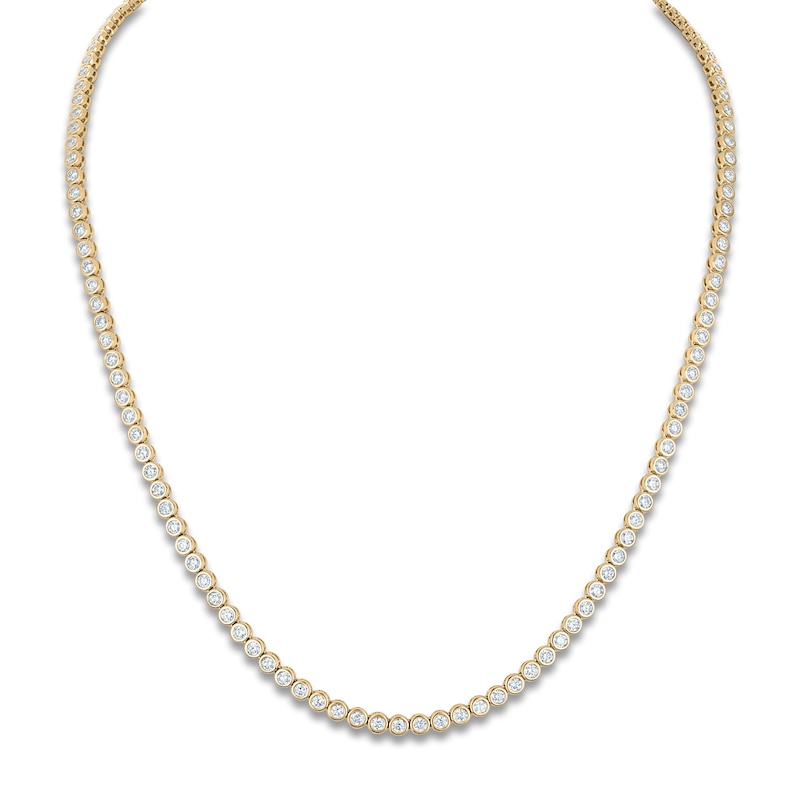 Main Image 1 of Lab-Grown Diamond Bezel-Set Tennis Necklace 6 ct tw 14K Yellow Gold 18"