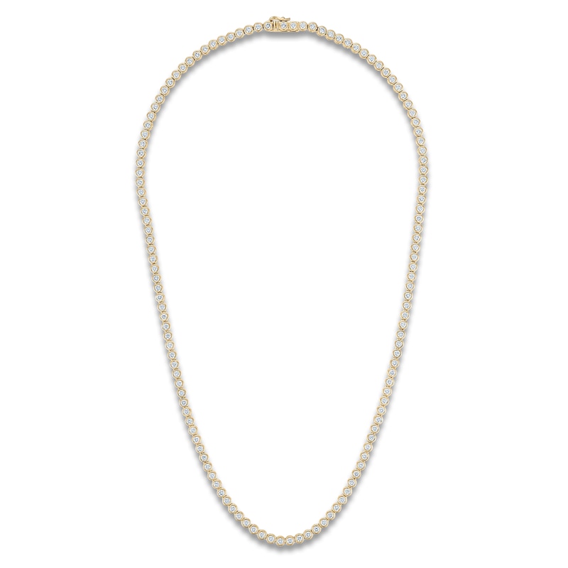 Main Image 2 of Lab-Grown Diamond Bezel-Set Tennis Necklace 6 ct tw 14K Yellow Gold 18"