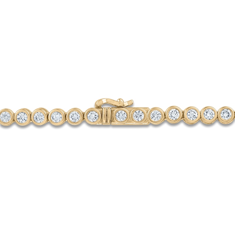 Main Image 3 of Lab-Grown Diamond Bezel-Set Tennis Necklace 6 ct tw 14K Yellow Gold 18"