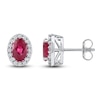 Thumbnail Image 1 of Oval-Cut Natural Ruby & Diamond Earrings 1/6 ct tw 14K White Gold
