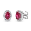 Thumbnail Image 2 of Oval-Cut Natural Ruby & Diamond Earrings 1/6 ct tw 14K White Gold
