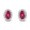 Thumbnail Image 3 of Oval-Cut Natural Ruby & Diamond Earrings 1/6 ct tw 14K White Gold
