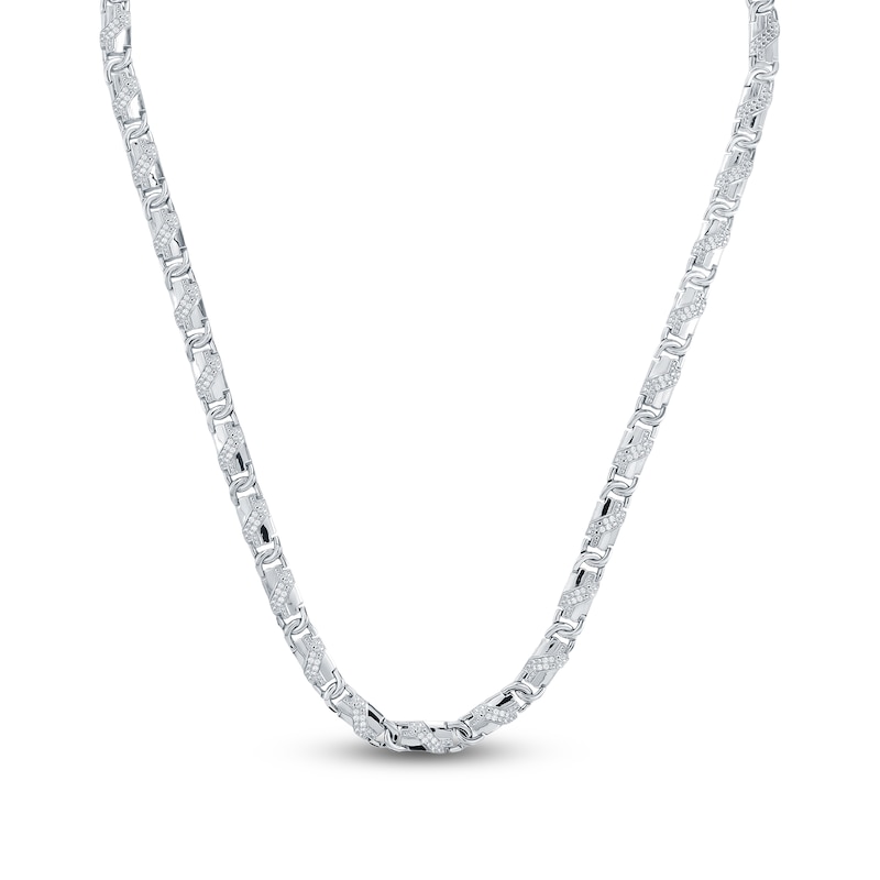 Main Image 1 of Men's Diamond Link Necklace 3/4 ct tw Sterling Silver 22"