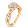 Thumbnail Image 2 of Multi-Diamond Heart Halo Promise Ring 1/2 ct tw 10K Yellow Gold