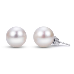 Cultured Pearl Stud Earrings 14K White Gold 7-7.5mm