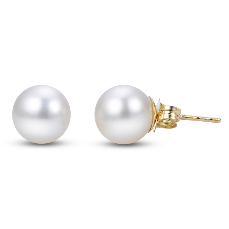 Main Image 1 of Cultured Pearl Stud Earrings 14K Yellow Gold 9-9.5mm