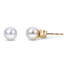 Cultured Pearl Stud Earrings 14K Yellow Gold 5-5.5mm