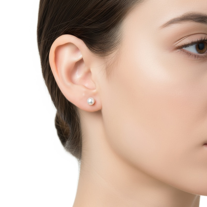 Main Image 3 of Cultured Pearl Stud Earrings 14K Yellow Gold 5-5.5mm