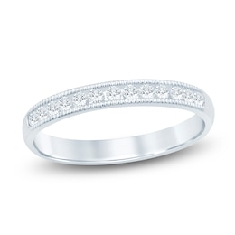 Certified Diamond Channel-Set Milgrain Anniversary Ring 1/4 ct tw 14K White Gold