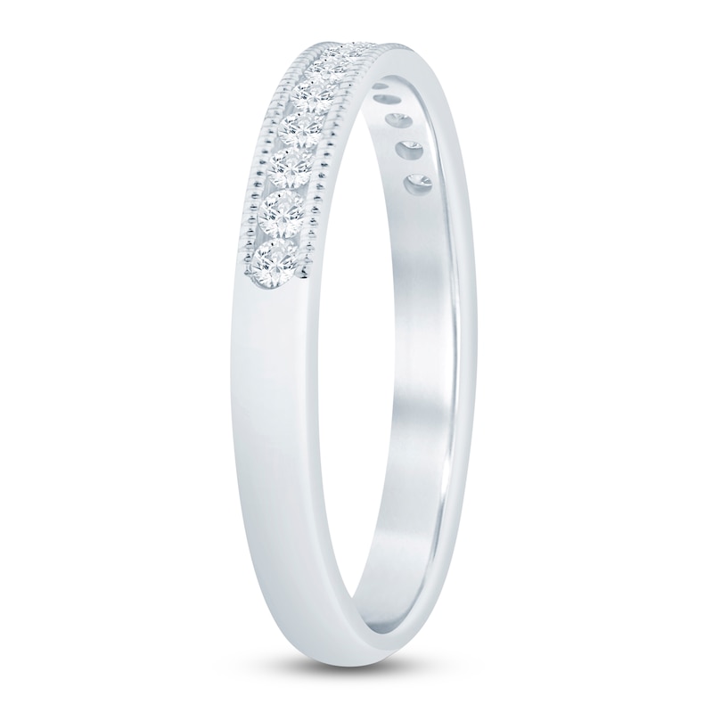 Main Image 2 of Certified Diamond Channel-Set Milgrain Anniversary Ring 1/4 ct tw 14K White Gold