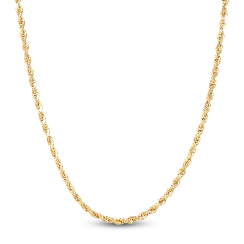 Main Image 1 of Glitter Rope Chain 1.6mm Semi-Solid 10K Yellow Gold 18"