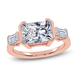 Radiant-Cut Lab-Grown Diamond Bezel-Set East-West Engagement Ring 2-1/2 ct tw 14K Rose Gold