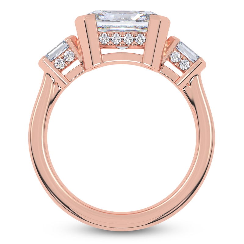Main Image 4 of Radiant-Cut Lab-Grown Diamond Bezel-Set East-West Engagement Ring 2-1/2 ct tw 14K Rose Gold