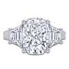 Thumbnail Image 3 of Cushion & Trapezoid-Cut Lab-Grown Diamond Three-Stone Engagement Ring 6-1/2 ct tw 14K White Gold