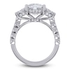 Thumbnail Image 4 of Cushion & Trapezoid-Cut Lab-Grown Diamond Three-Stone Engagement Ring 6-1/2 ct tw 14K White Gold