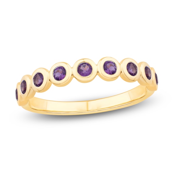 Jared Signature Bezel-Set Natural Amethyst 2mm Stackable Ring 14K Yellow Gold