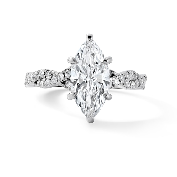 Certified Marquise-Cut Lab-Grown Diamond Hidden Halo Engagement Ring 2-1/3 ct tw 14K White Gold