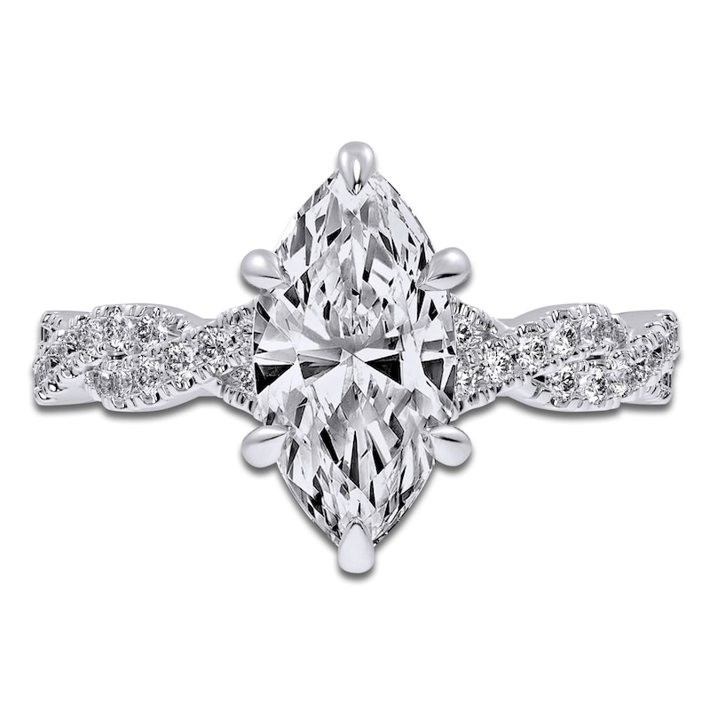 Main Image 3 of Certified Marquise-Cut Lab-Grown Diamond Hidden Halo Engagement Ring 2-1/3 ct tw 14K White Gold