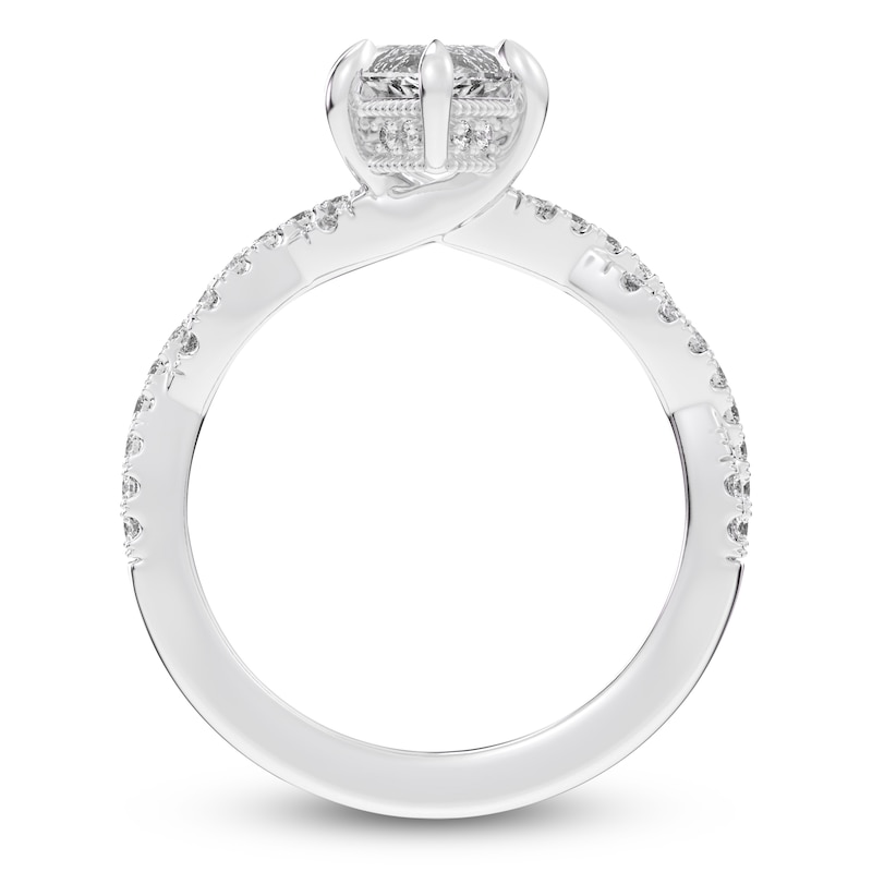 Main Image 4 of Certified Marquise-Cut Lab-Grown Diamond Hidden Halo Engagement Ring 2-1/3 ct tw 14K White Gold