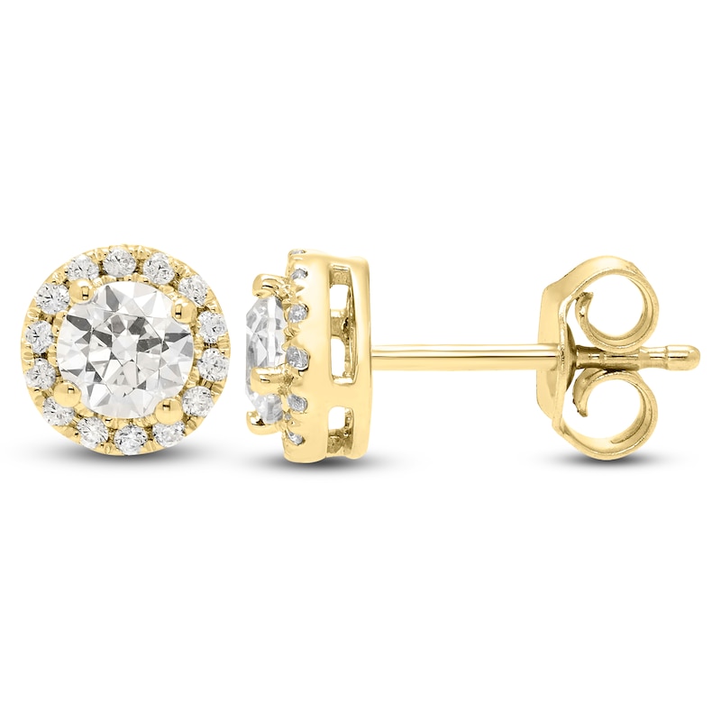 Main Image 1 of Jared Signature Diamond Halo Stud Earrings 1 ct tw 14K Yellow Gold