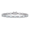 Thumbnail Image 1 of Oval-Cut Natural Aquamarine & Diamond Accent Bracelet Sterling Silver 7.25"