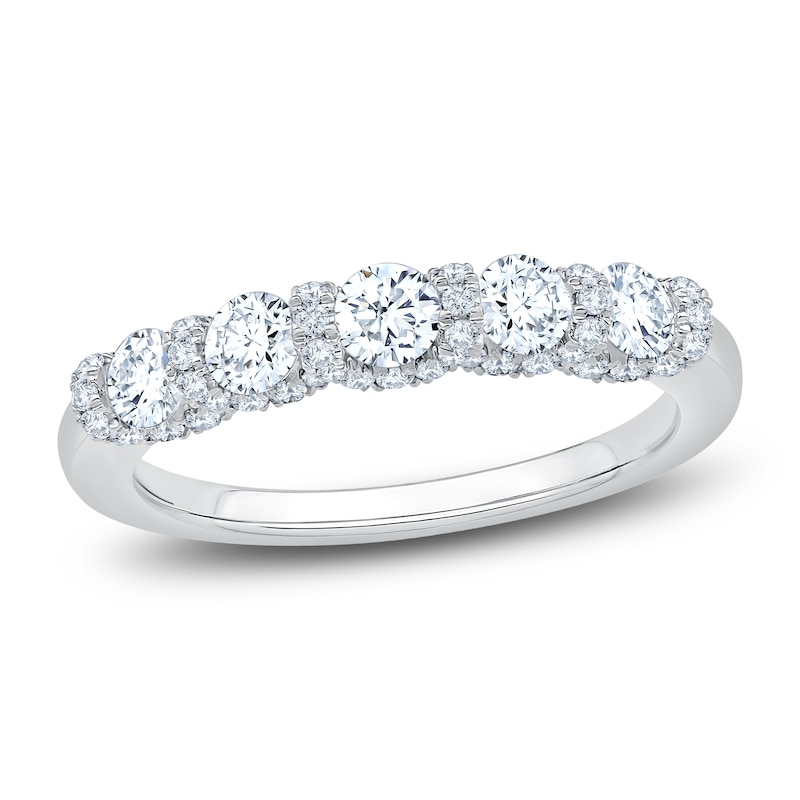 Main Image 1 of Certified Diamond Scalloped-Edge Anniversary Ring 1 ct tw 14K White Gold