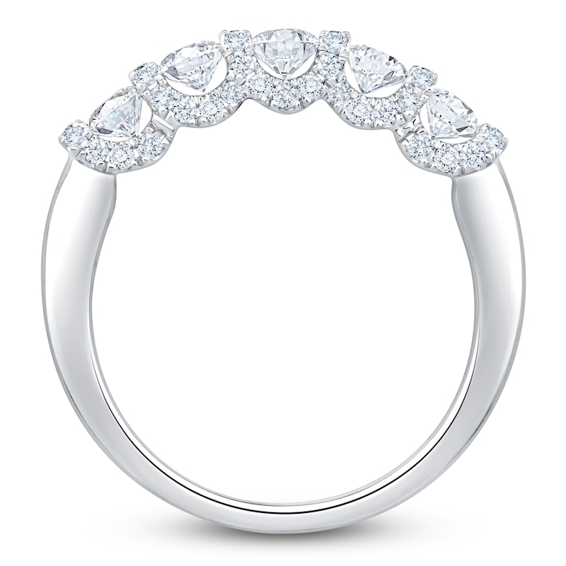Main Image 2 of Certified Diamond Scalloped-Edge Anniversary Ring 1 ct tw 14K White Gold