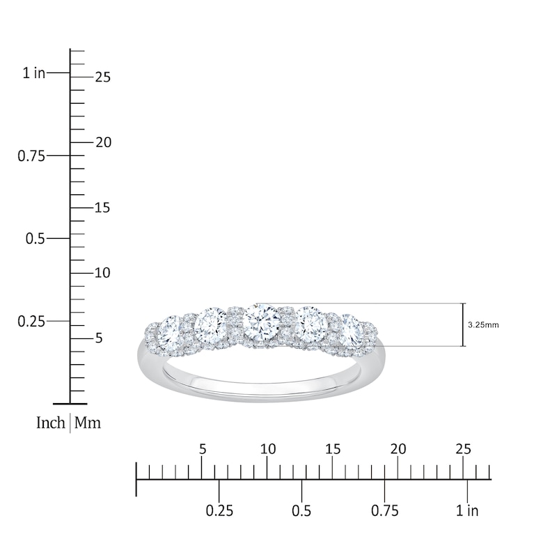 Main Image 4 of Certified Diamond Scalloped-Edge Anniversary Ring 1 ct tw 14K White Gold