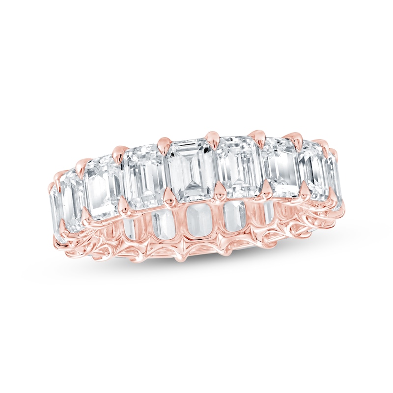 Main Image 1 of Emerald-Cut Lab-Grown Diamond Eternity Band 7-5/8 to 9-5/8 ct tw 14K Rose Gold