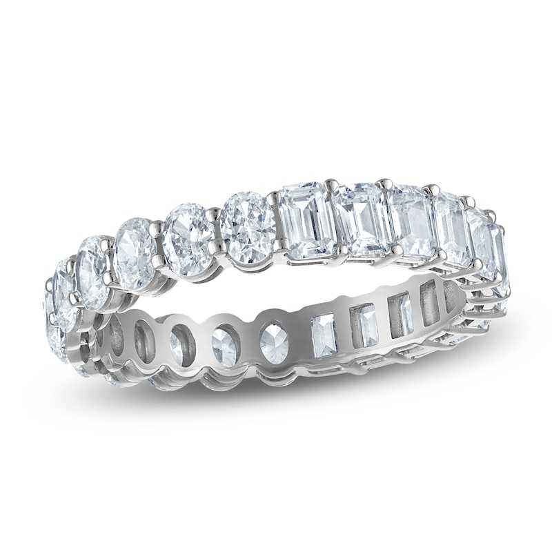 Main Image 1 of Vera Wang VOW Oval & Baguette-Cut Lab-Grown Diamond Eternity Band 1-5/8 ct tw 14K White Gold