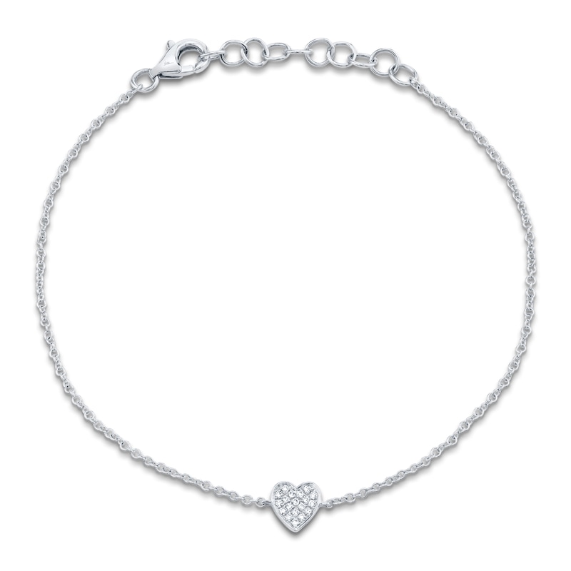 Main Image 1 of Shy Creation Diamond Heart Bracelet 1/20 ct tw 14K White Gold 7" SC55002976