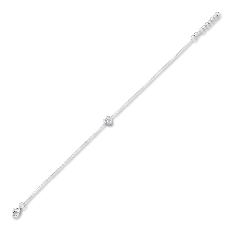 Main Image 2 of Shy Creation Diamond Heart Bracelet 1/20 ct tw 14K White Gold 7" SC55002976