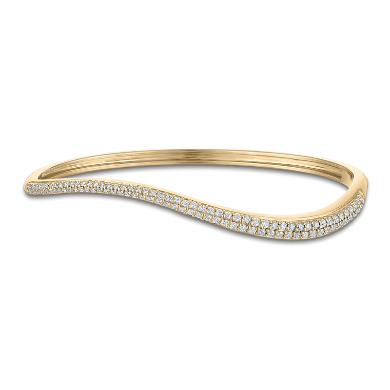 Main Image 1 of Jared Signature Diamond Organic Shape Bangle Bracelet 1 ct tw 10K Yellow Gold
