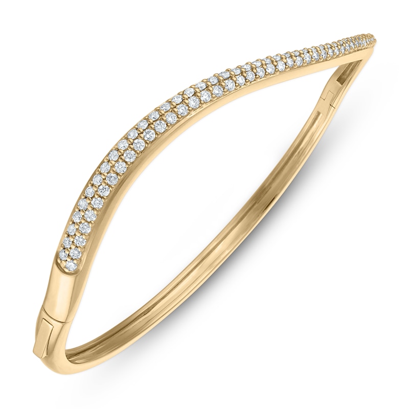 Main Image 2 of Jared Signature Diamond Organic Shape Bangle Bracelet 1 ct tw 10K Yellow Gold