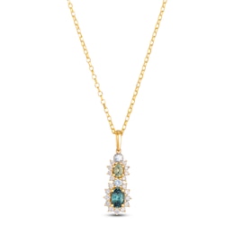 Le Vian Oval & Round-Cut Natural Montana Sapphire Ombré Starburst Drop Necklace 1/3 ct tw Diamonds 14K Honey Gold 19"