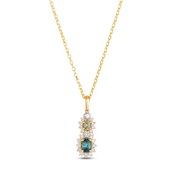 Le Vian Montana Sapphire Ombré Oval & Round-Cut Starburst Drop Necklace 1/3 ct tw Diamonds 14K Honey Gold 19"