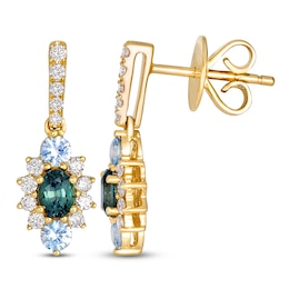 Le Vian Oval & Round-Cut Natural Montana Sapphire Ombré Starburst Drop Earrings 1/4 ct tw Diamonds 14K Honey Gold