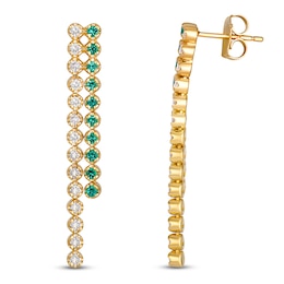 Le Vian Natural Emerald Drop Earrings 1/2 ct tw Diamonds 14K Honey Gold