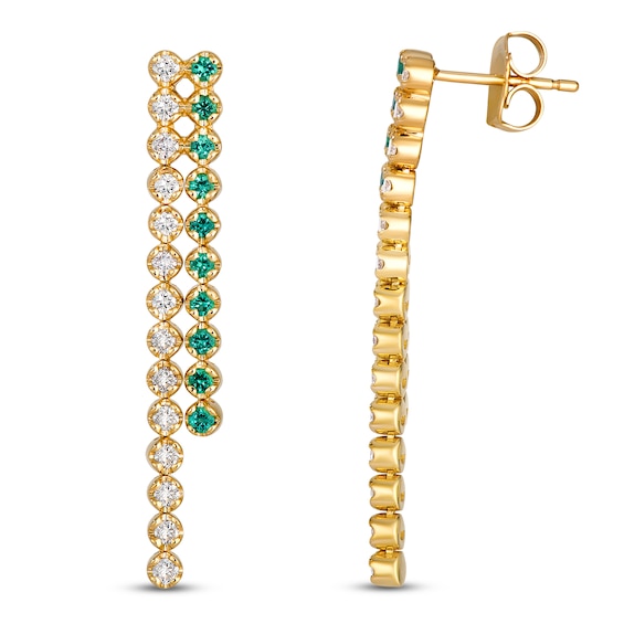 Le Vian Natural Emerald Drop Earrings 1/2 ct tw Diamonds 14K Honey Gold