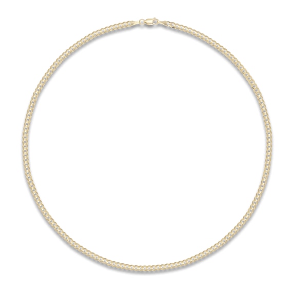 Curb Chain Necklace 4mm Solid 14K Yellow Gold 20"