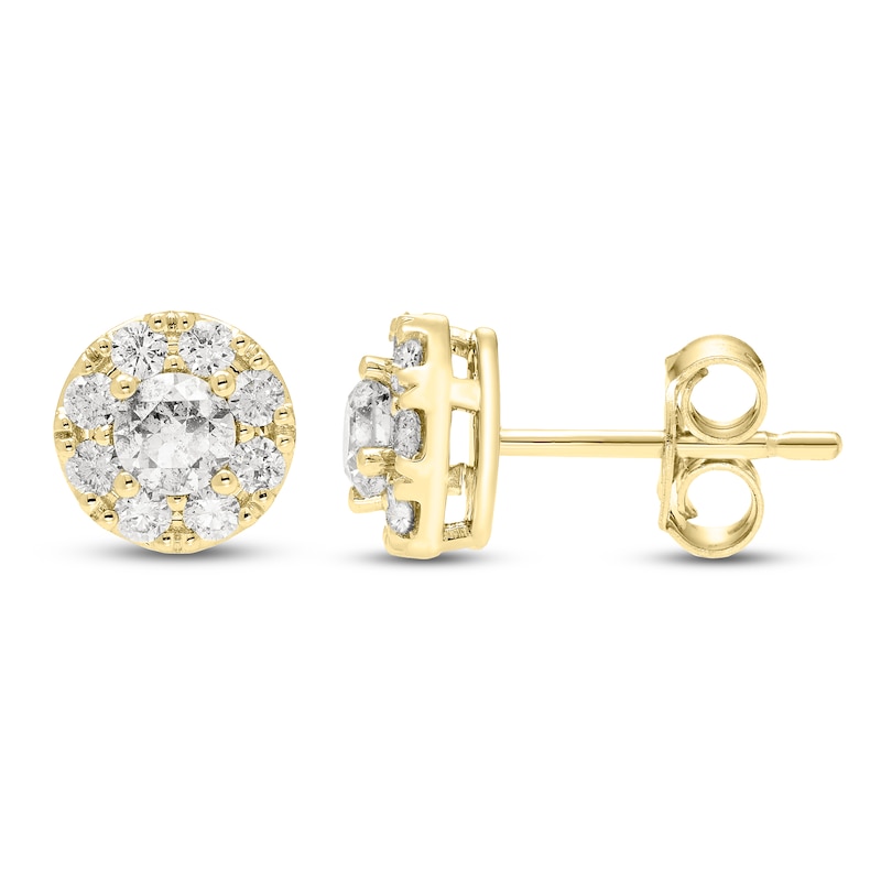 Main Image 1 of Jared Signature Diamond Halo Stud Earrings 1/2 ct tw 10K Yellow Gold