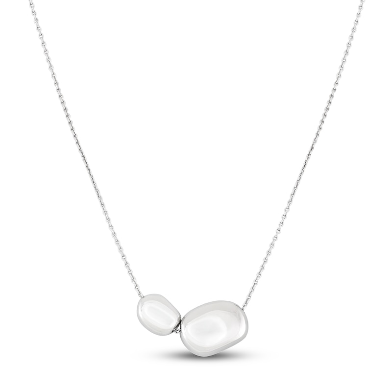 Main Image 1 of Italia D'Argento Boule-Shaped Double Bead Necklace Sterling Silver 18"