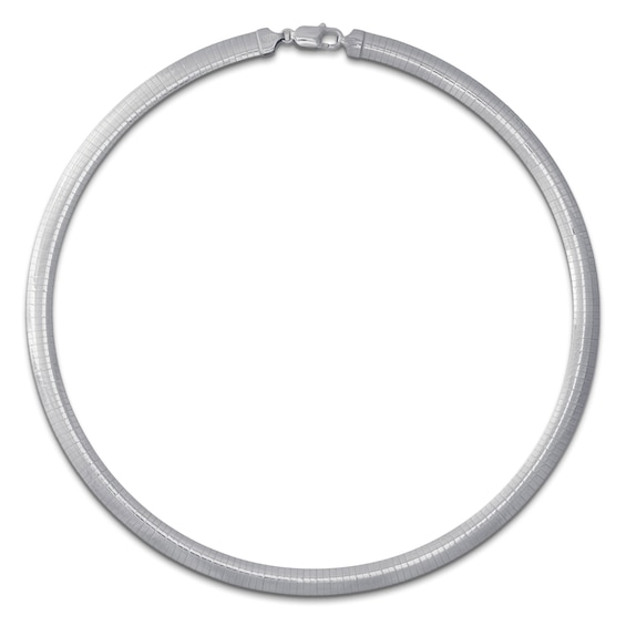 9.4mm Omega Chain Necklace Semi-Solid Sterling Silver 18"