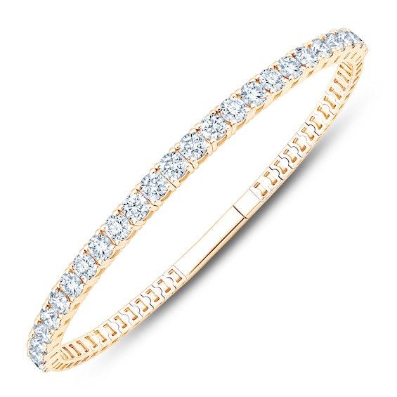 Jared Signature Lab-Grown Diamond Flex Bangle Bracelet 5 ct tw 14K Yellow Gold Size Large