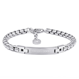 Stainless Steel Men's Engravable ID Link Bracelet (1 Line)