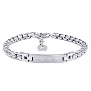 Stainless Steel Men's Engravable ID Link Bracelet (1 Line)